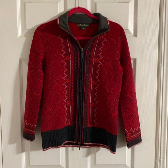Eddie Bauer sweater Merino Wool zip up cardigan